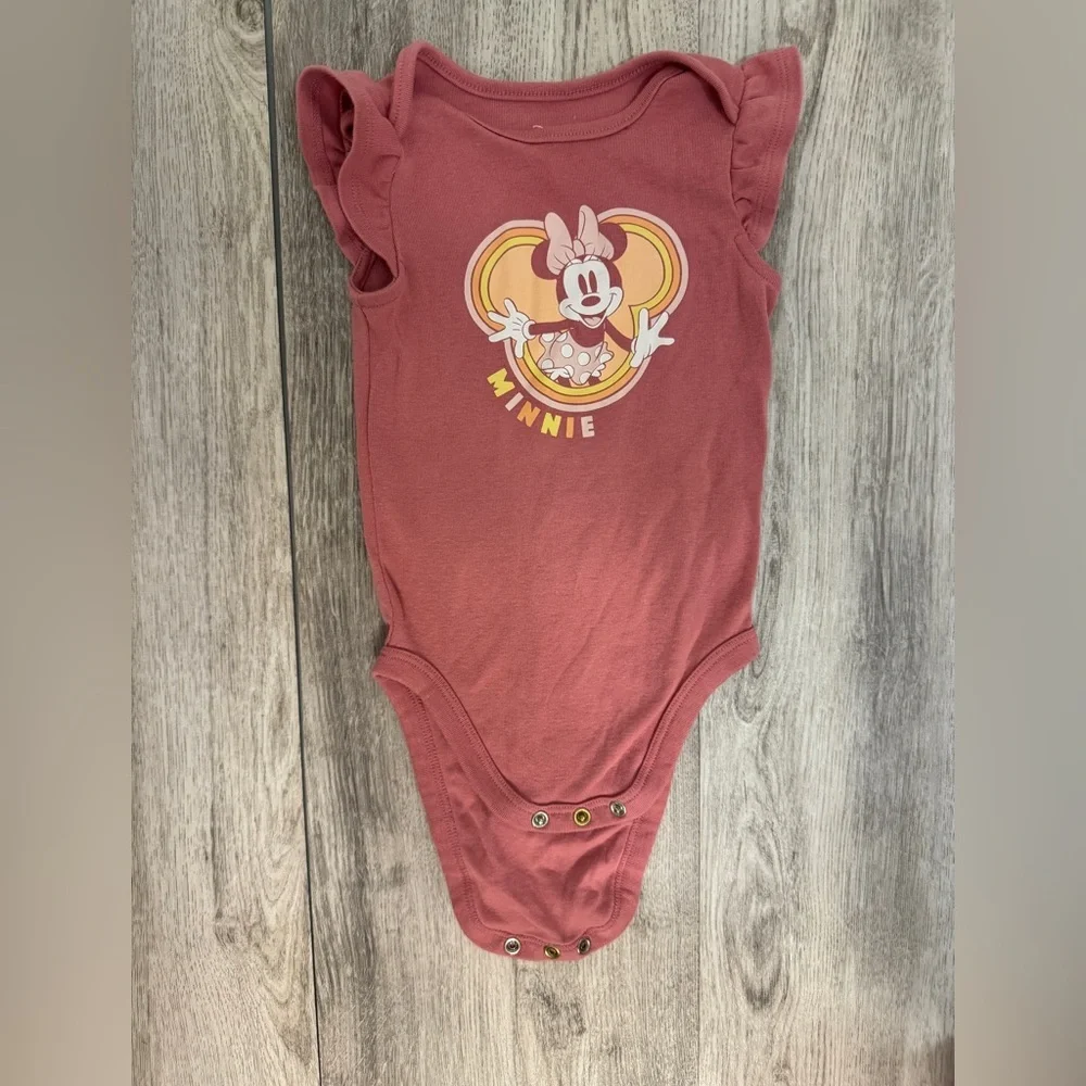 Jumping Beans Pink Ruffled Bodysuit with Minnie Mouse  Graphic